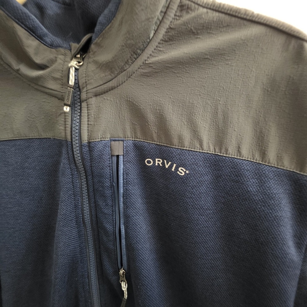 Orvis Classic Collection Fleece Lined Full Zip Blue/Gray Jacket Mens XL outdoors - Picture 3 of 15